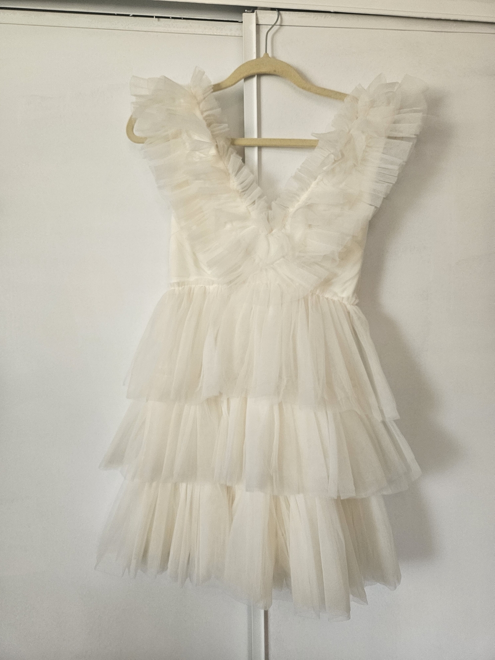 Betsey Johnson Ivory Tulle Ruffle Tiered Dress for Women